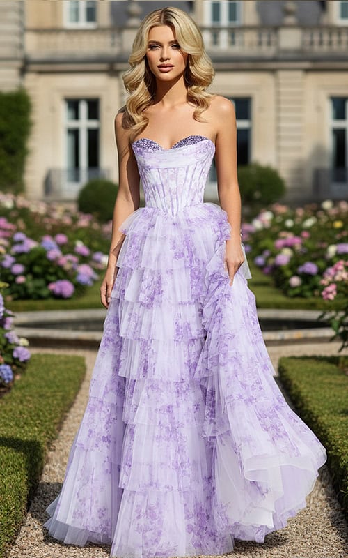 lilac strapless flowy dress 47440