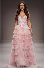 pink multi layered skirt prom dress 47440