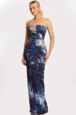 strapless embellished floral dress 47463