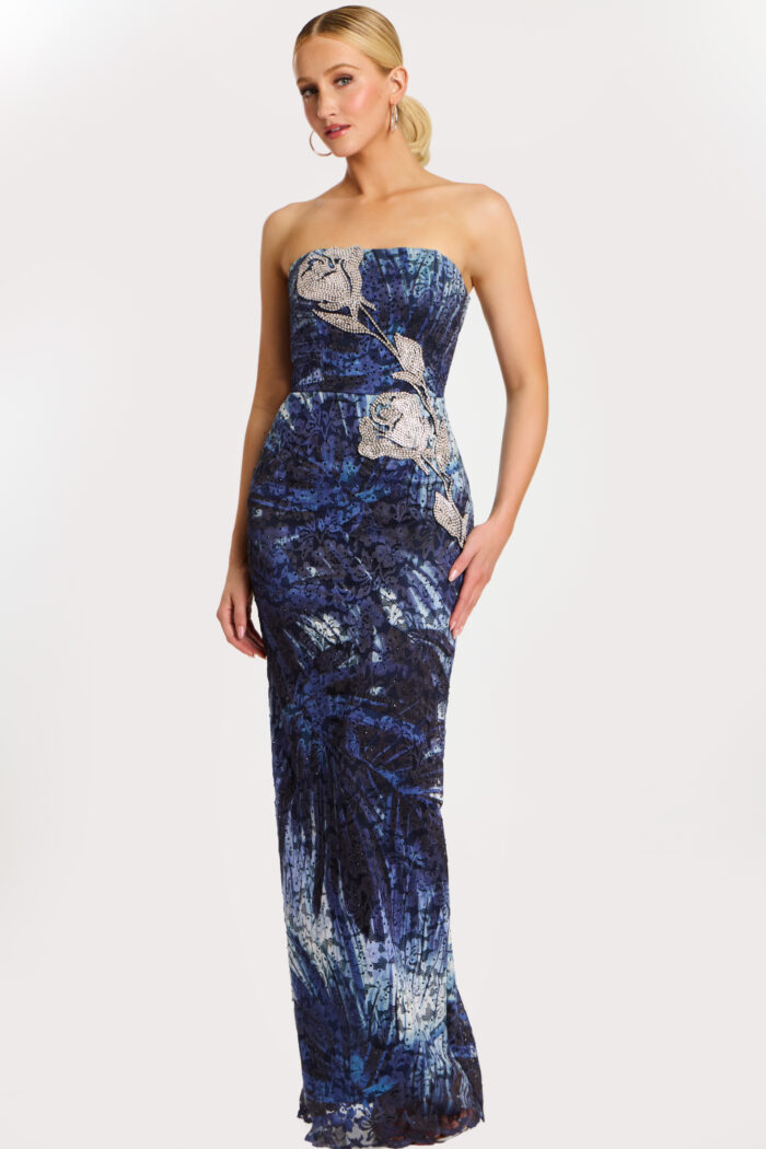 strapless embellished floral dress 47463