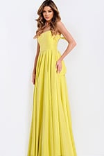 Flowy Yellow Prom Gown With Slit