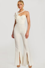 one shoulder white jumpsuit 47545