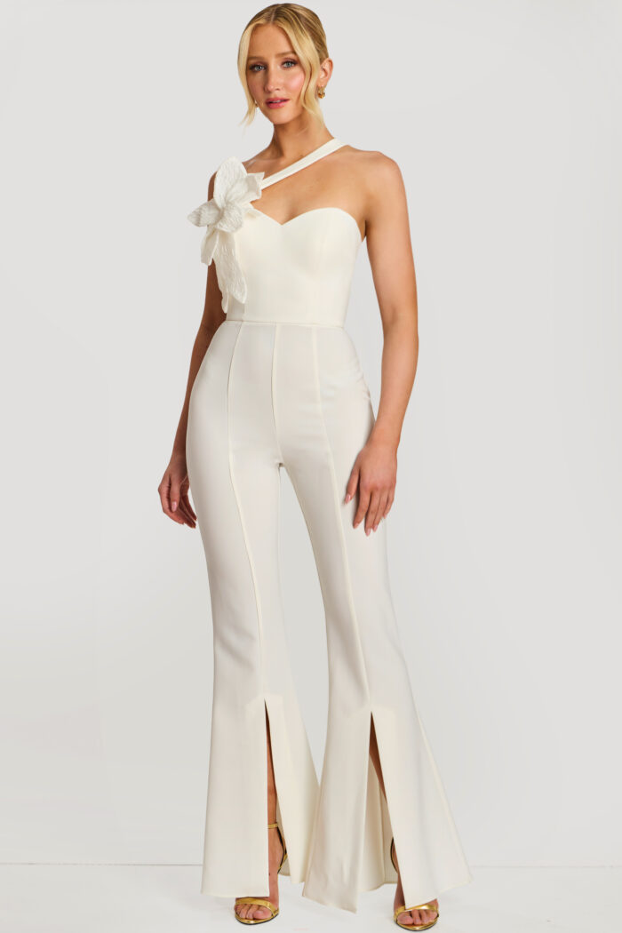one shoulder white jumpsuit 47545