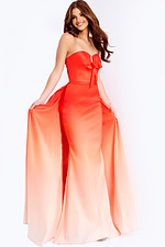 Elegant ombre strapless prom gown with flowing skirt