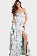 Elegant Pastel Floral Prom Gown