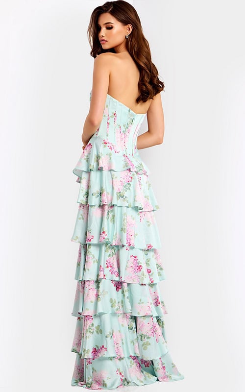 strapless corset bodice floral dress 47579