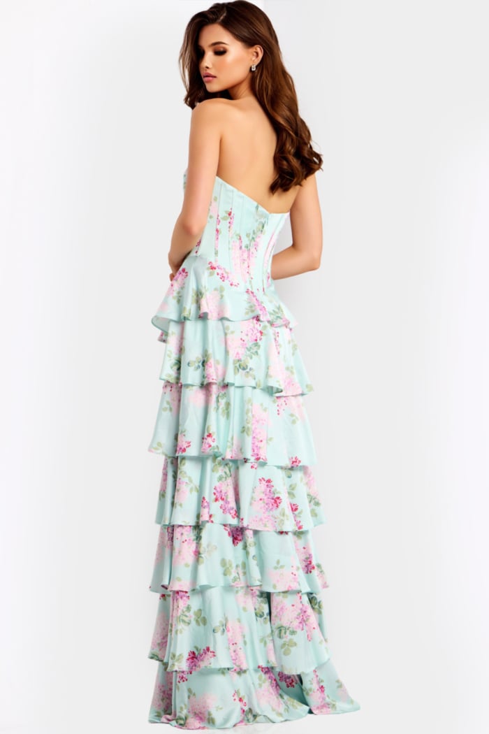 strapless corset bodice floral dress 47579