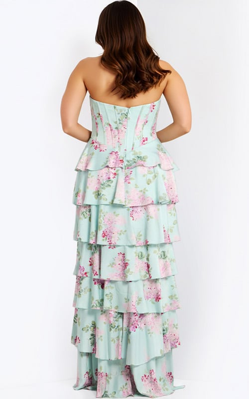 back of ruffled skirt plus size dress 47579