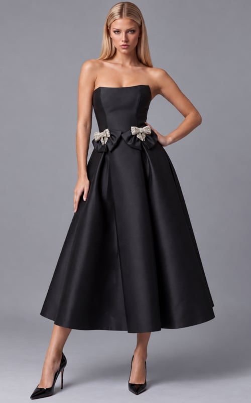 strapless black fit and flare dress 47595