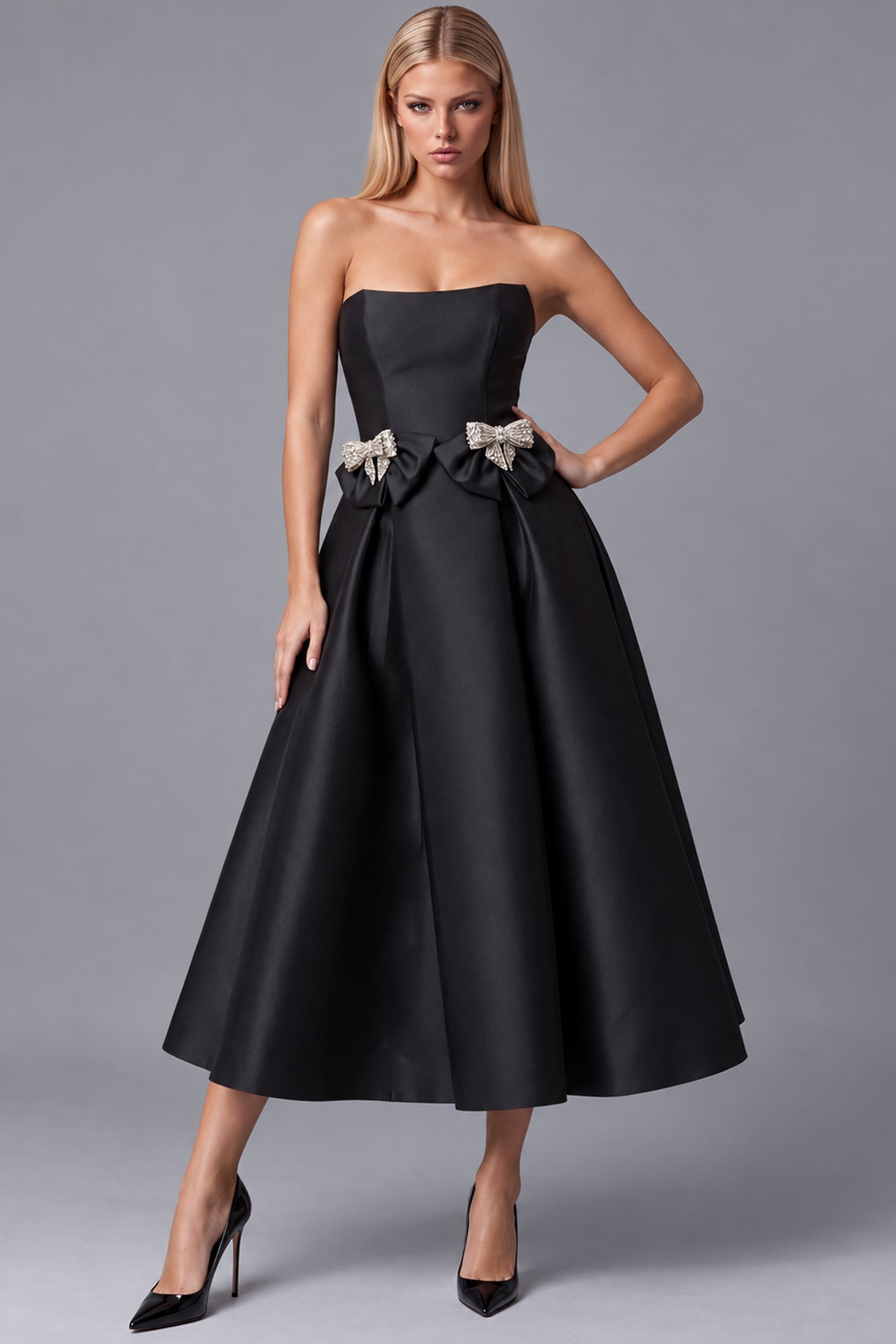 elegant midi evening dresses Strapless Bow Waist Dress 47595 Size:3/M Because romance looks even upload-20250203launch Ever pretty Details Material