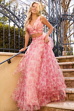 two piece a-line floral dress 47606