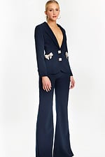v neckline pantsuit with embellishments on the pocket 47615