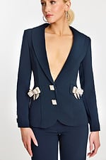 v neckline long sleeves embellished pantsuit 47615