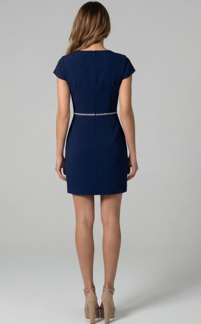 back of navy short dress 47618