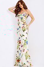 Multicolor floral fitted prom dress for spring