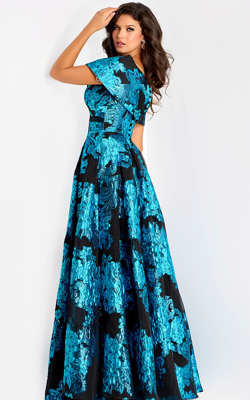 blue and black a line dress 47630