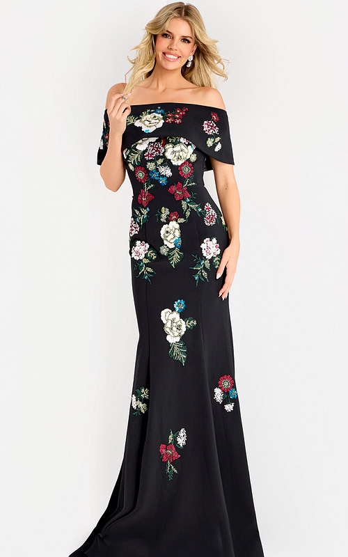 black multi evening dress 47636
