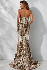 One Shoulder Bronze Beaded Gown 47647 - Image 2