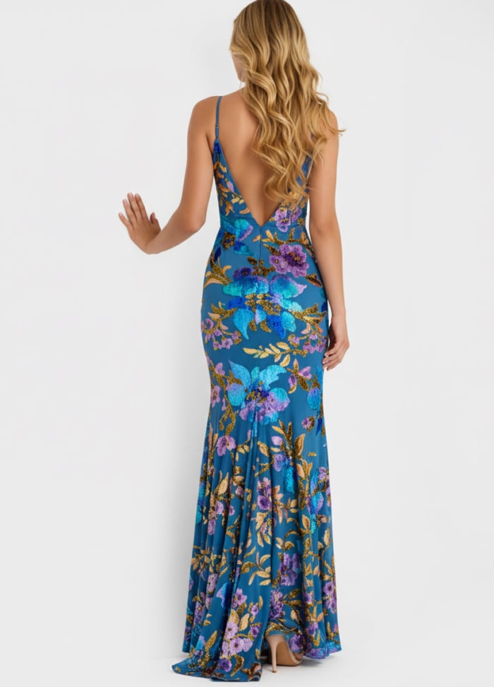 open back floral fitted dress 47655