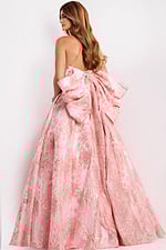 Metallic rose appliqué prom dress