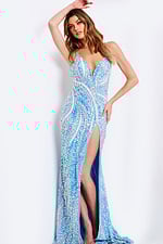 Sparkling sequin gown with deep V neckline 477101