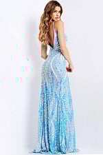 Iridescent fitted dress with high slit 47710