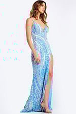 Body-hugging sequin gown in blue tones 47710