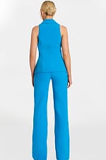 Back view of sleeveless blue jumpsuit with seamless design
