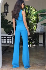 Tailored sleeveless blazer top with wide leg pants