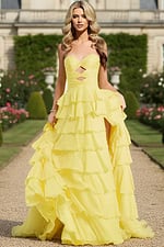 yellow tiered flowy dress 47743