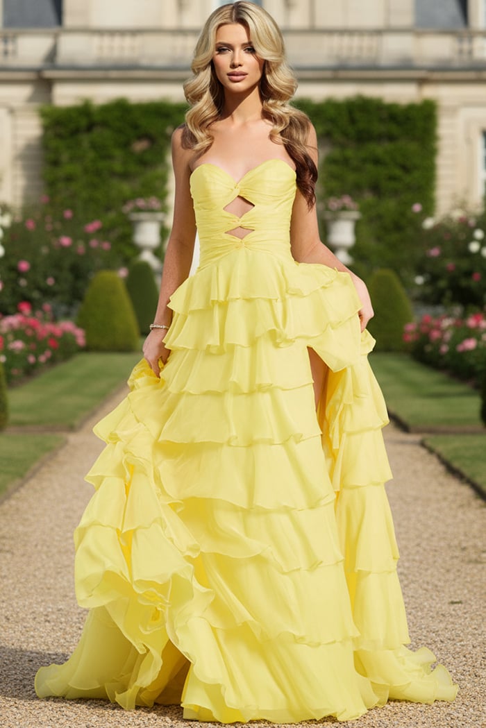 47743-yellow-2 yellow tiered flowy dress 47743