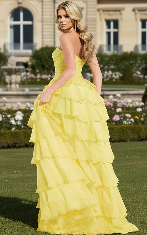 yellow strapless dress 47743