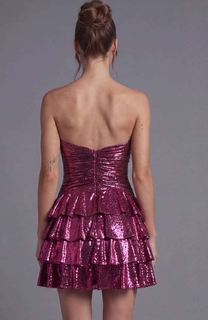 fitted evening gown with shimmering sequins and sleek bodycon silhouette