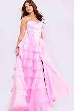 Corset bodice prom dress with layered skirt