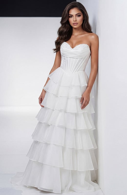 Strapless Tiered Ruffle Ball Gown Prom Dress 47762 | Jovani