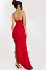 back of strapless red dress with rosette details 47798