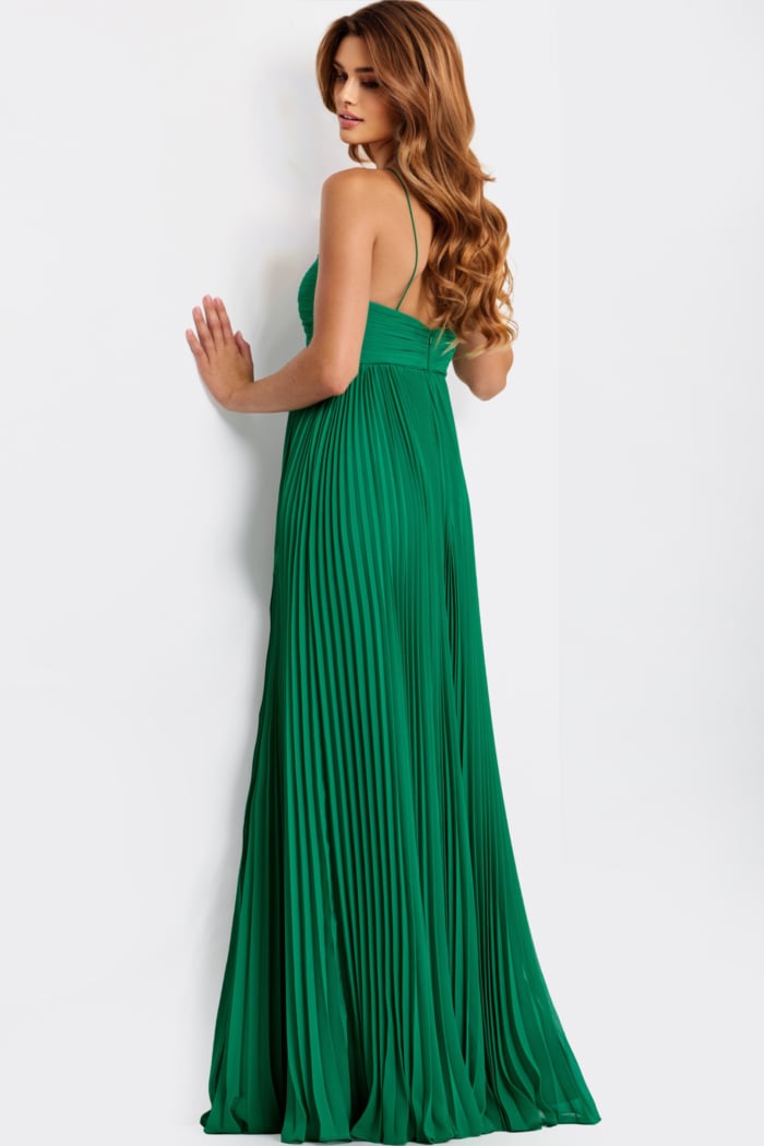 Green Flowy Dress With Spaghetti Straps