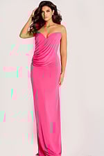 Strapless draped evening gown with sweetheart neckline