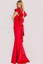 red fitted dress with ruffles in the back 47844