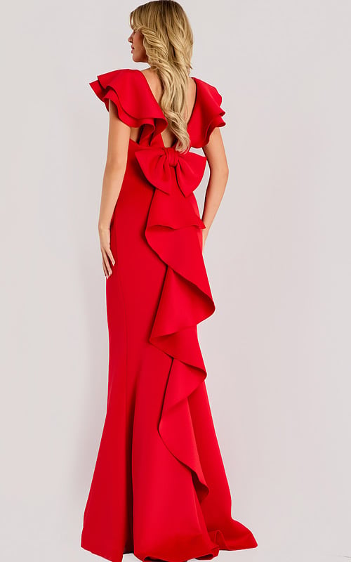 red long dress with bow detail in the back 47844