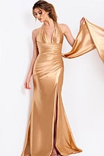 satin halter neckline dress 47866