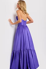 Strapless purple ball gown with sweetheart corset bodice