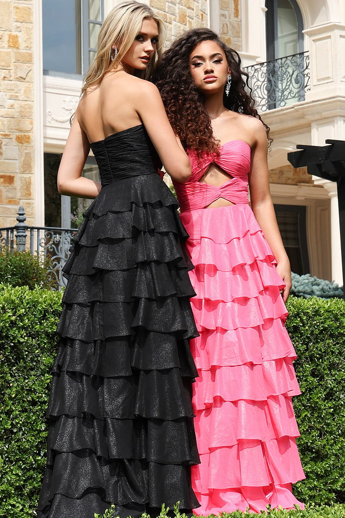 maxi hot pink dress Pleated Satin Lace Back - Event Dresses Polyester/Nylon Yours London Women's Plus Size