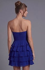 floral tulle dress back view with soft volume and structured bodice