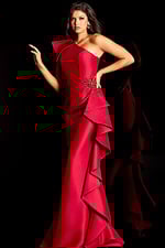 one shoulder taffeta dress 48003