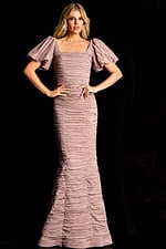 pleated short sleeves dress 48057