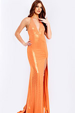 Floral A-Line Prom Dress With Deep V Neck