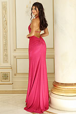 Orange Halter Sequin Prom Dress With Slit 48069 - Image 2
