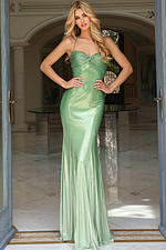 sweetheart neckline green dress 48093