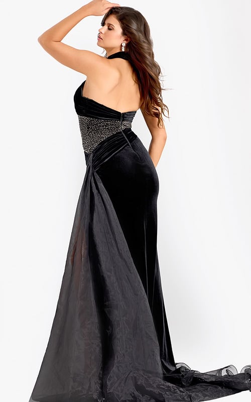 black embellished velvet dress 48087